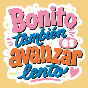 Spanish motivational lettering quote sticker