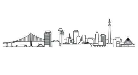 Fototapeta premium Skyline silhouette illustration on white background high quality