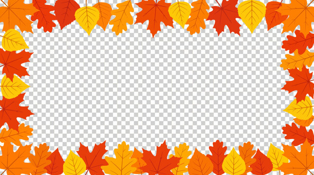 Autumn leaves border frame design element.