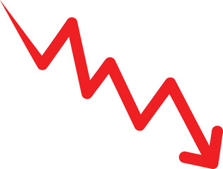 Obraz premium Red zigzag arrow pointing down representing financial decline or negative business trend Vector