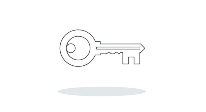 Minimalist door key line icon vector, modern house key outline symbol, simple security and access concept illustration on white background