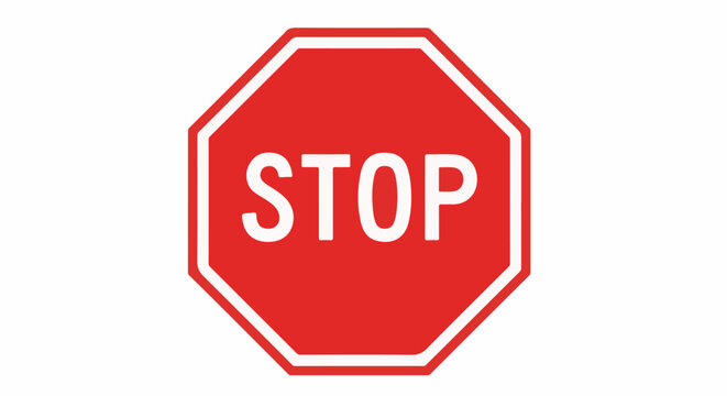 Red octagonal traffic sign with the white word "STOP" in bold