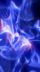 Fototapeta premium Abstract blue digital vortex tunnel with flowing particle lines, futuristic warp speed background for technology and cyberspace themes