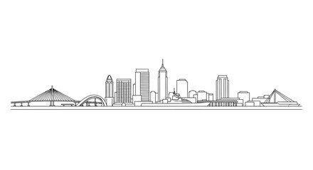 Naklejka premium Skyline linear drawing continuous line art illustration high quality