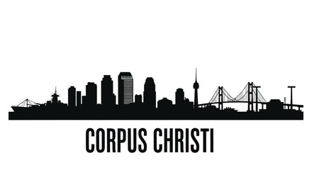 Fototapeta premium Corpus Christi skyline silhouette against a white background high quality professional