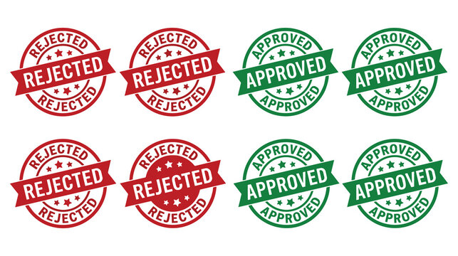 Stamps with approved and rejected text labels set.