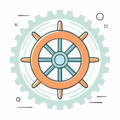 Obraz premium Steering Wheel and Gear Icon
