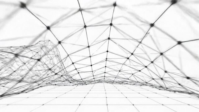 Abstract digital network connection with lines and dots on a white background