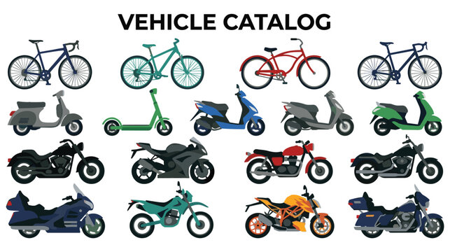 Vehicle catalog with diverse types.