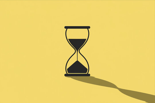 Hourglass silhouette against a bright yellow minimal