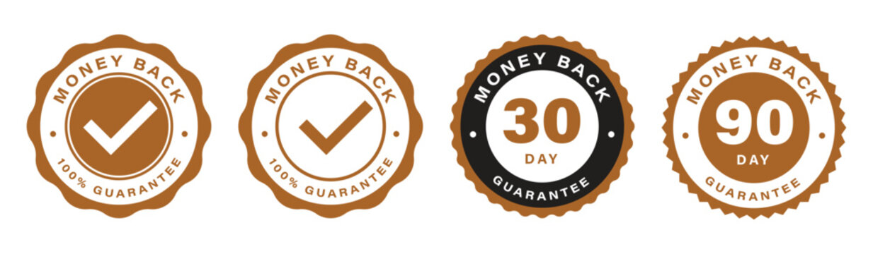 Premium Money Back Guarantee Badge Collection with Warranty Labels and Refund Assurance Seal Icons