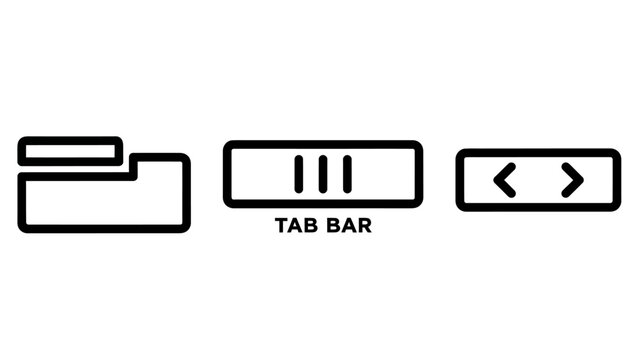 Web browser navigation elements: tab bar and back forward icons with web design UI design UX design internet navigation online navigation interface element application design flat design