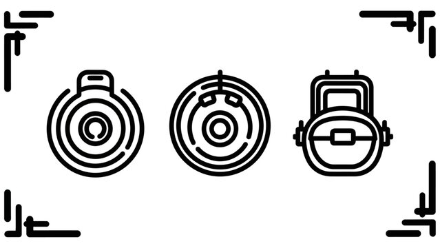 Modern robotic vacuum cleaners and smart home devices line art icons set with home automation white background consumer electronics appliance technology automation domestic cleaning autonomous