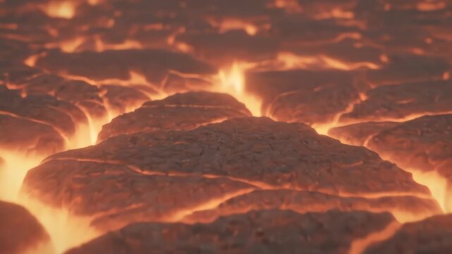Fiery Lava Flow with Glowing Cracks and Heat