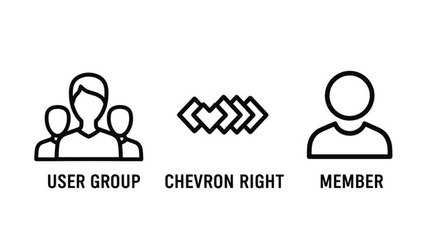 Icon set illustrating user group and member profiles with interface community management navigation directory corporate business connection application individual teamwork grouping