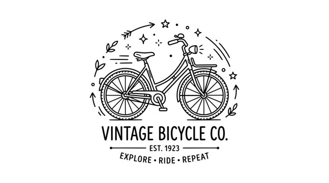 Vintage bicycle logo with design elements.