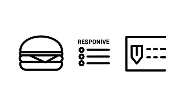 Business website development and responsive design icons with responsive development interface business software optimization experience programming structure navigation illustration