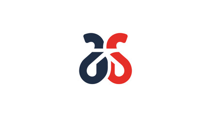 Fototapeta premium A minimalist abstract logo design featuring two interlocking curved shapes