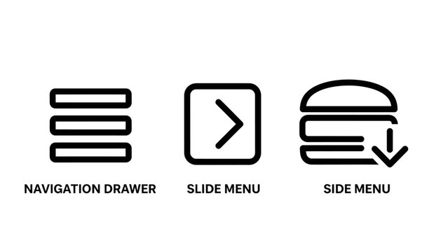 Mobile app user interface navigation menu icon set with navigation interface dashboard pictogram minimalist interaction usability software development direction function application