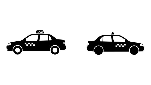 Minimalist taxi car silhouette icons for transportation and urban travel concepts with transportation silhouette transport automotive transporting business movement traveling cityscape