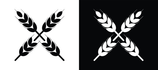 Wheat Ears Emblem: A striking contrast of wheat ears. agricultural symbol, grain icon, harvest design. © Shuvo S