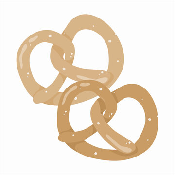 Classic pretzel bread illustration with soft baked texture and golden pastry tones. Simple bakery inspired design isolated on a clean background. Perfect for cafe branding, menu decoration, bakery pac