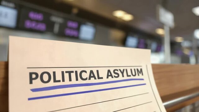Political asylum document at the airport.