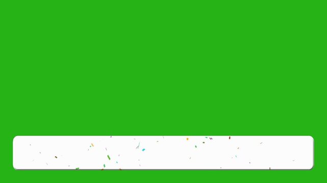 Stylish abstract lower third video template with flying confetti on a white background. Chroma key background. 4K resolution