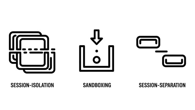 Software security concepts illustration for session isolation sandboxing and session separation with isolation sandboxing separation security software protection container environment computer