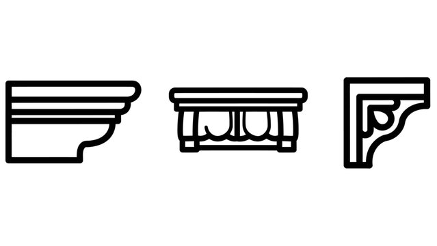 Decorative architectural crown molding and cornice elements with architecture interior building construction ornament woodwork structure decorating renovation carpentry decorative finishing