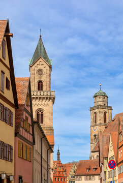 T&uuml;rme von Sankt Paul und Sankt Georg in Dinkelsb&uuml;hl, Bayern