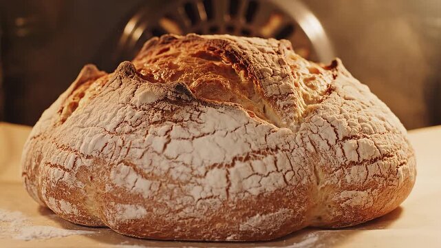 Baking bread in oven hyperlapse, dough transformation