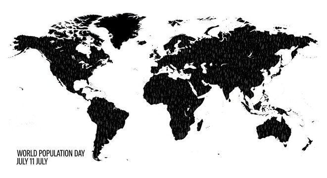 Detailed world map highlighting population density for geographic analysis and data visualization