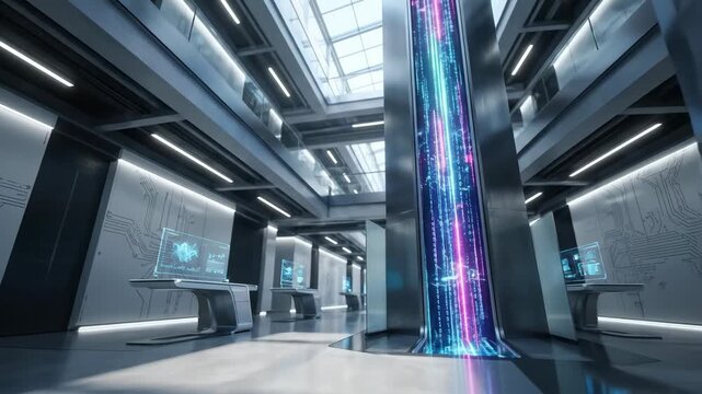 Neon Data Streams Flowing Upward Digital Cyberpunk Background Loop, artificial intelligence concept, innovation, data flow, premium futuristic aesthetic, clean setting, natural light, photorealistic,