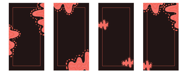 Set of four vector pre-made cards or posters in modern abstract style with nature motifs, flowers,leaves Editable vector design, frame for social media post and story, card, cover, wedding invitation © esha