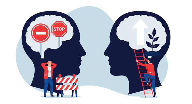 Mental health concept, contrasting thoughts, positive thinking, self improvement