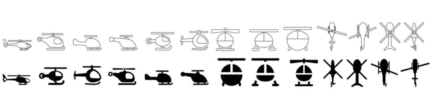 Helicopter vector icon set. aircraft illustration sign collection. fly symbol. airline logo isolated on white background.