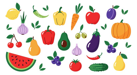 Fototapeta premium Colorful assortment of fresh fruits and vegetables, healthy food concept, background