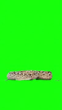 Puff adder snake crawling isolated on green screen background