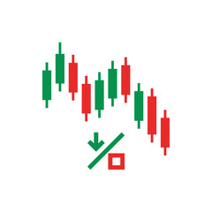 Fototapeta premium Financial stock market candlestick chart showing downward trend.