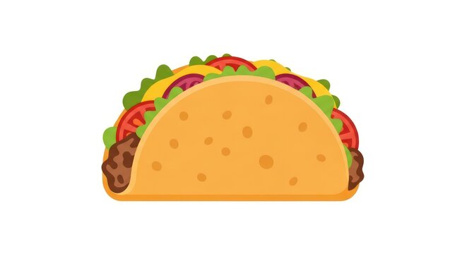 Traditional beef taco with fresh vegetables in a hard shell