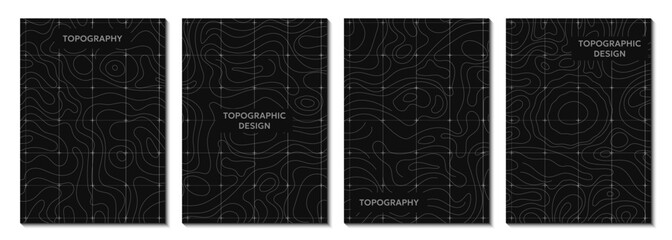 Topographic map background collection in minimal style. Includes contour line layouts and abstract geographic poster templates © top dog
