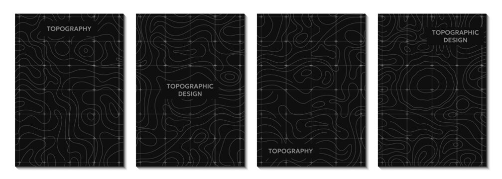 Topographic map background collection in minimal style. Includes contour line layouts and abstract geographic poster templates