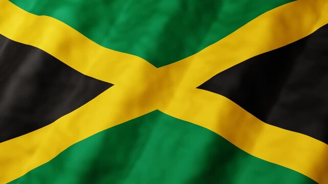 Jamaica flag 3D animation seamless loop waving 4K motion background texture