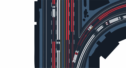 Obraz premium Abstract view of a multilane highway with vehicles and lane markings