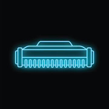 Toner cartridge displaying a glowing neon light on a dark background