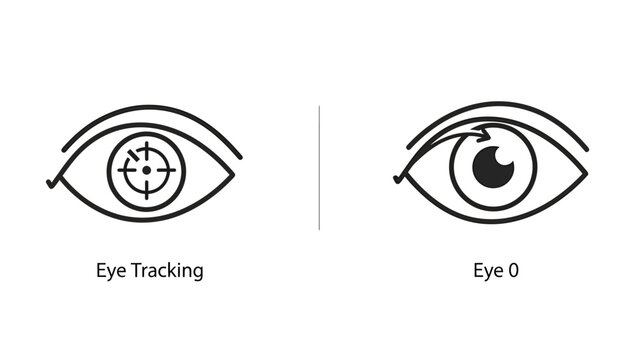 Eye tracking and eye focus conceptual line icons with tracking ophthalmology biometrics measurement attention scanning research interface illustration monochrome minimalist analysis