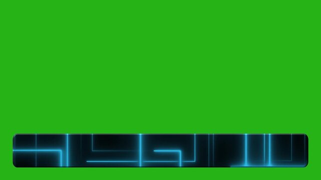 Stylish abstract lower third video template with a pattern of blue, glowing lines on a black background. Chromakey background. 4K resolution