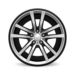 Obraz premium Black and white bicycle wheel with spoked design close-up.
