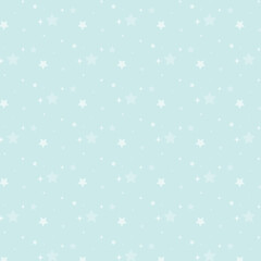 Light blue seamless star and sparkle pattern with soft pastel tones. Cute dreamy texture for nursery wallpaper, wrapping paper and baby fabric design. © MedReda